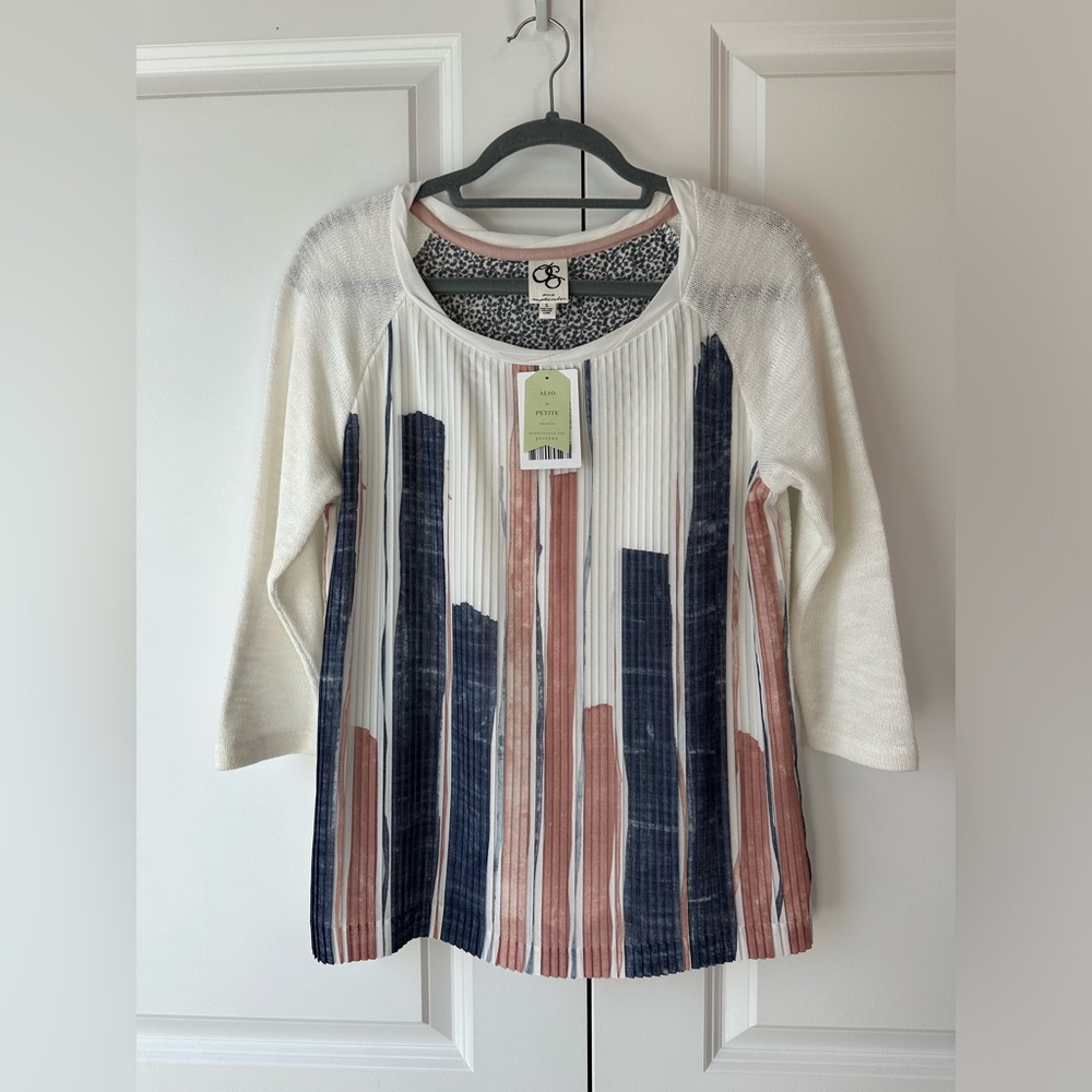 Anthropologie One September Pleated Brushstrokes Top NWT (Size S)